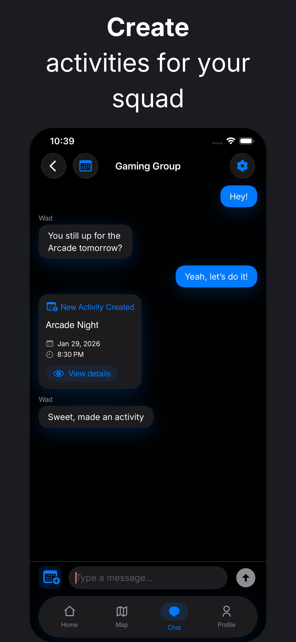 Create activities for your squad