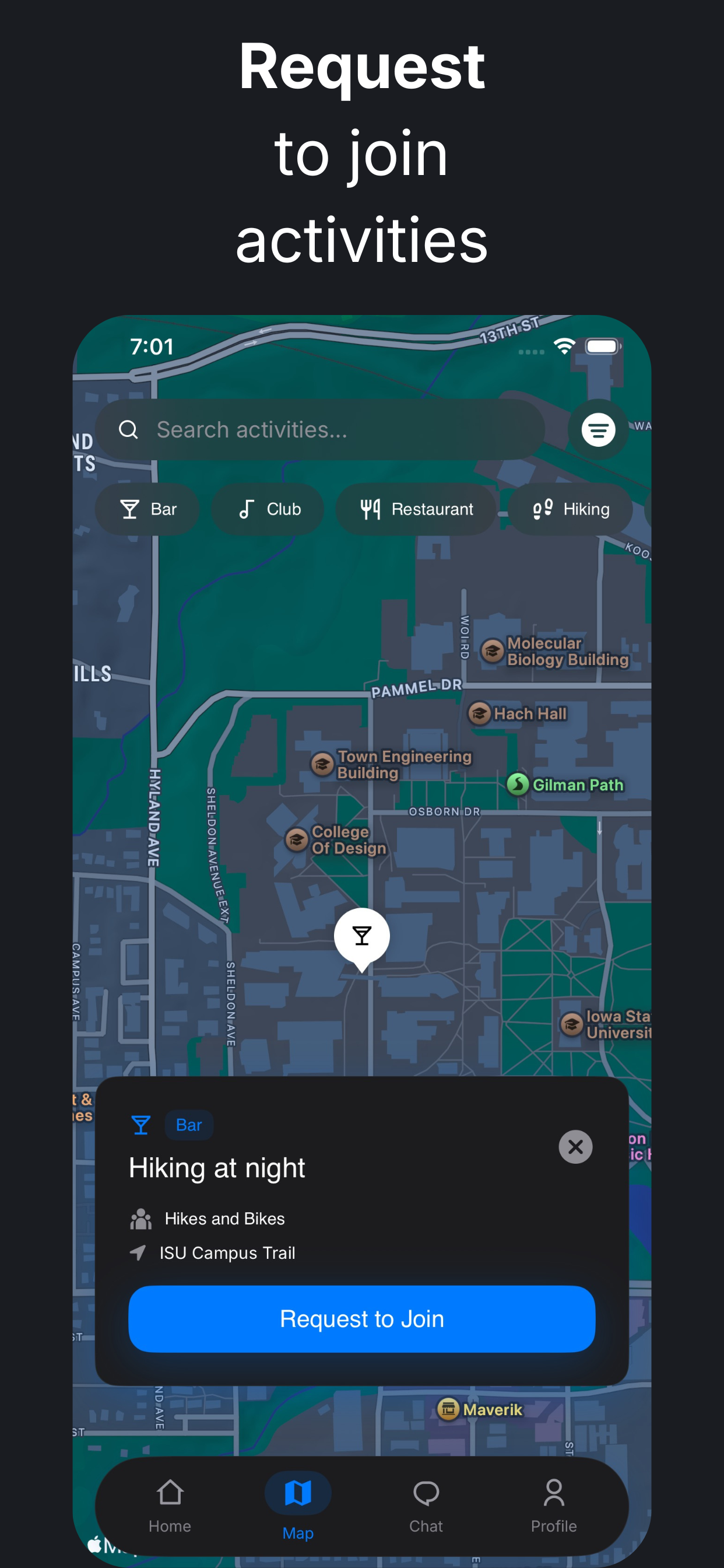 Request to join activities