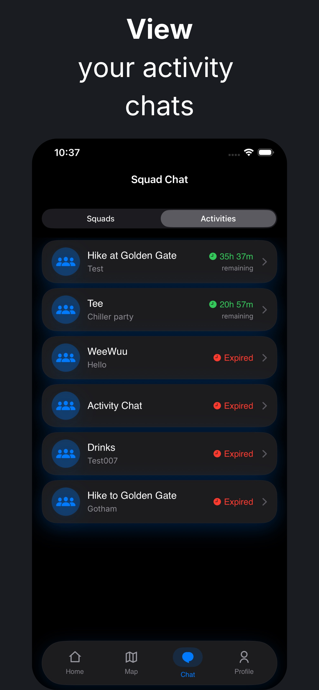 View your activity chats